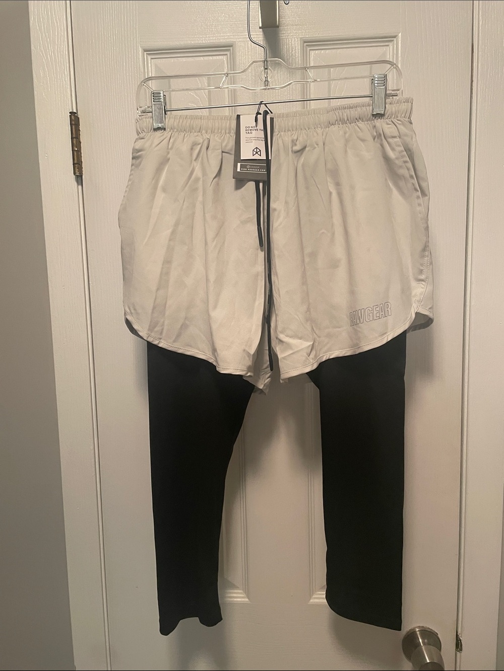 Unbranded White Layered Athletic Shorts with Black Leggings